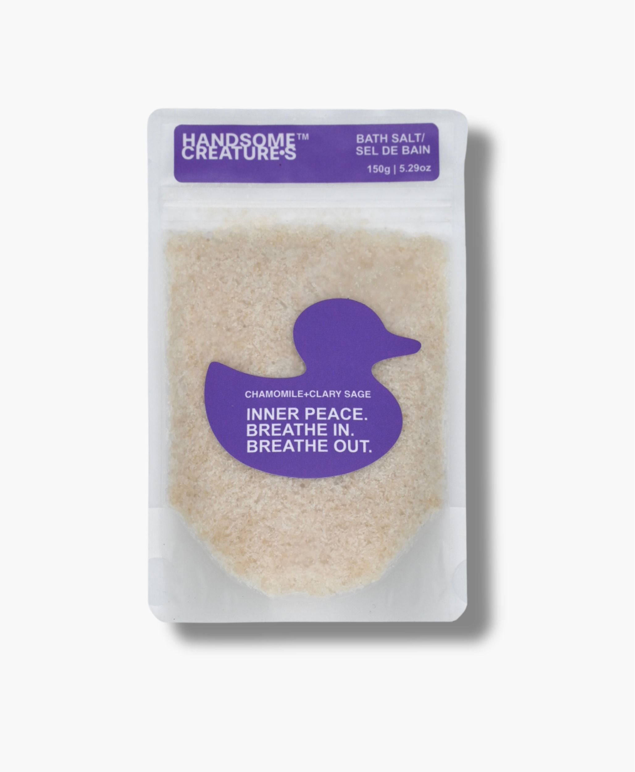 Handsome Creatures Chamomile + Clary Sage bath salts in minimalist pouch packaging