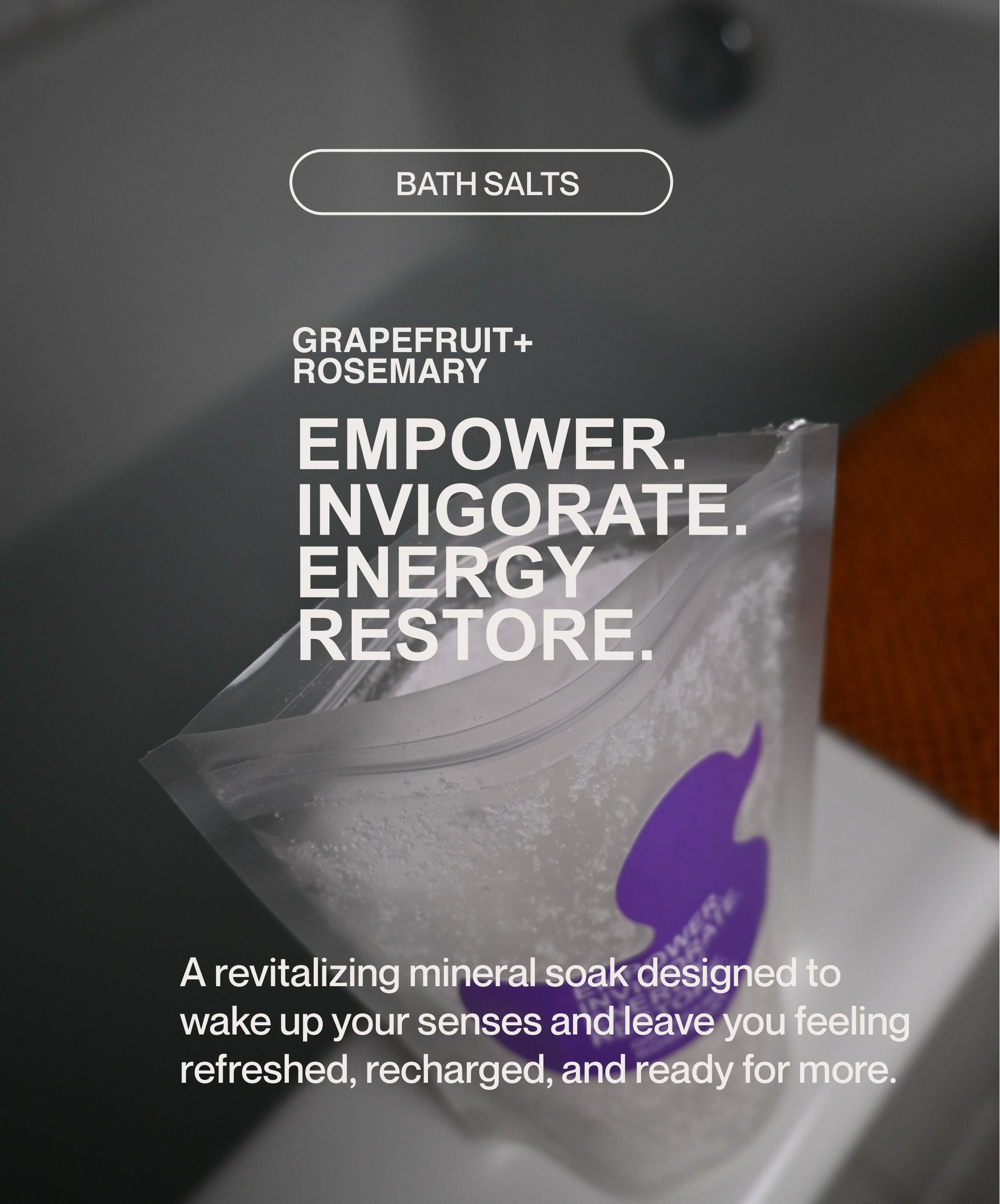 Handsome Creatures Grapefruit + Rosemary bath salts in modern bathroom setting