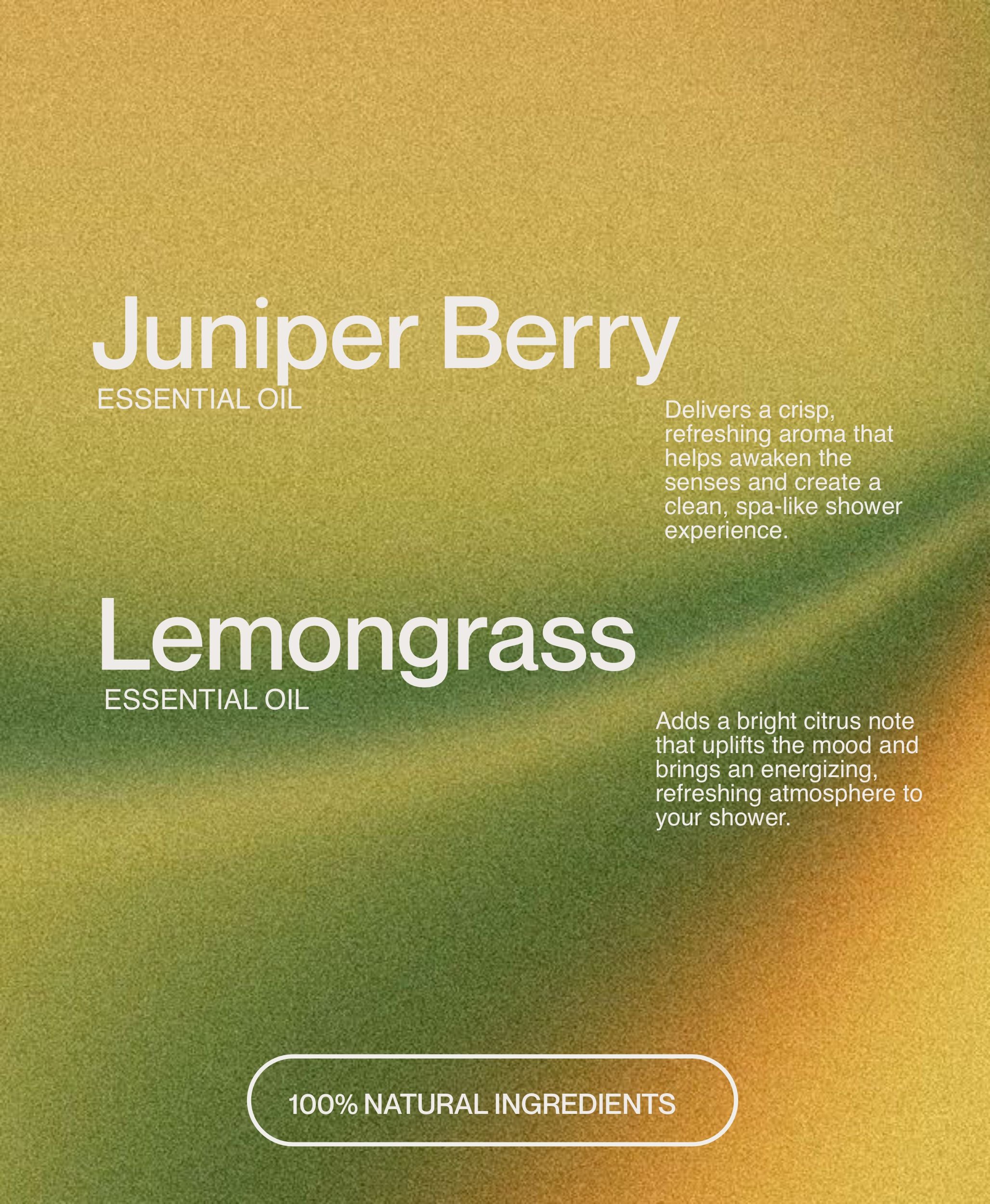 Modern shower steamers ingredient presentation with gradient editorial design