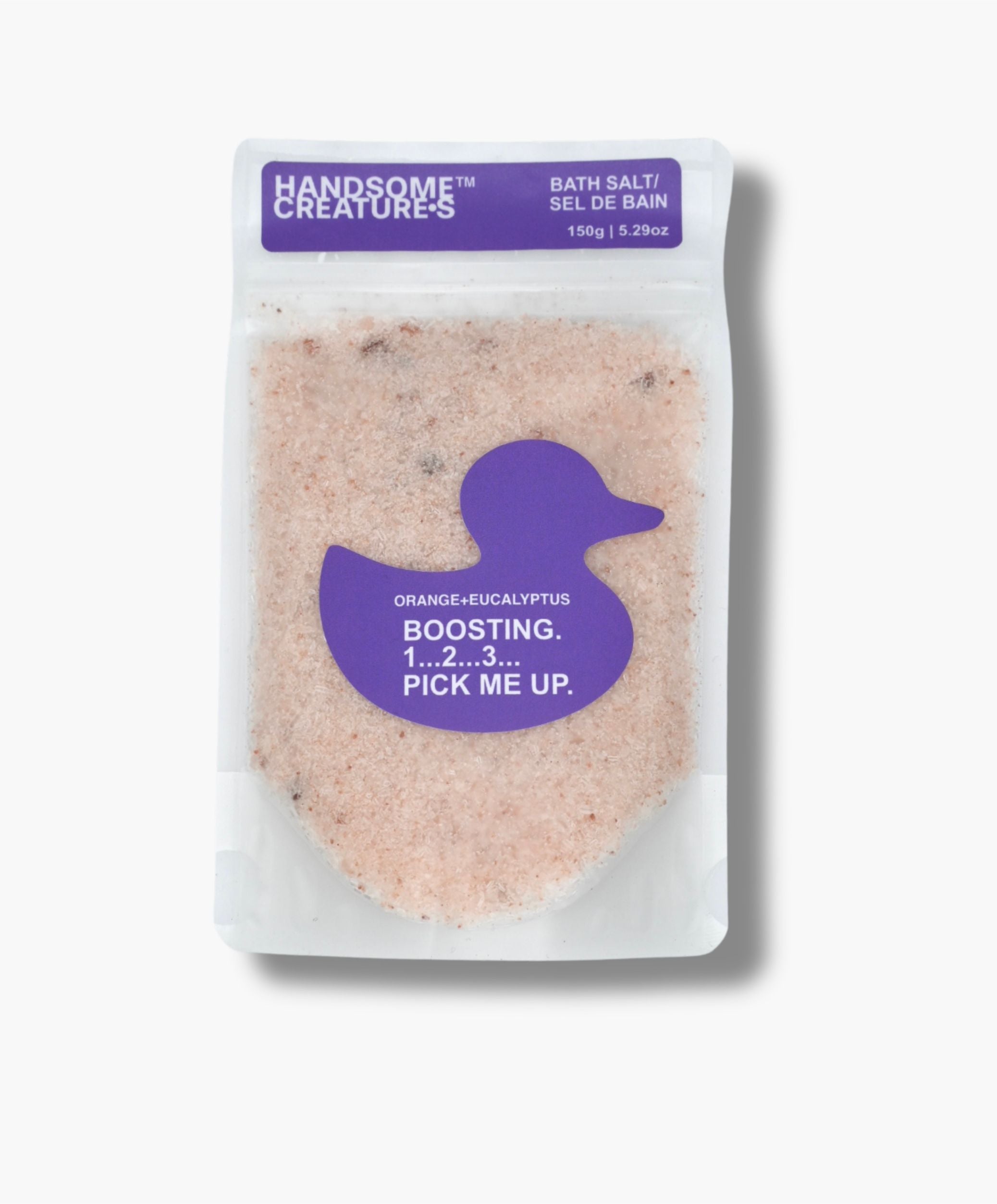 Handsome Creatures bath salt boosting Sweet Orange + Eucalyptus in minimalist pouch packaging