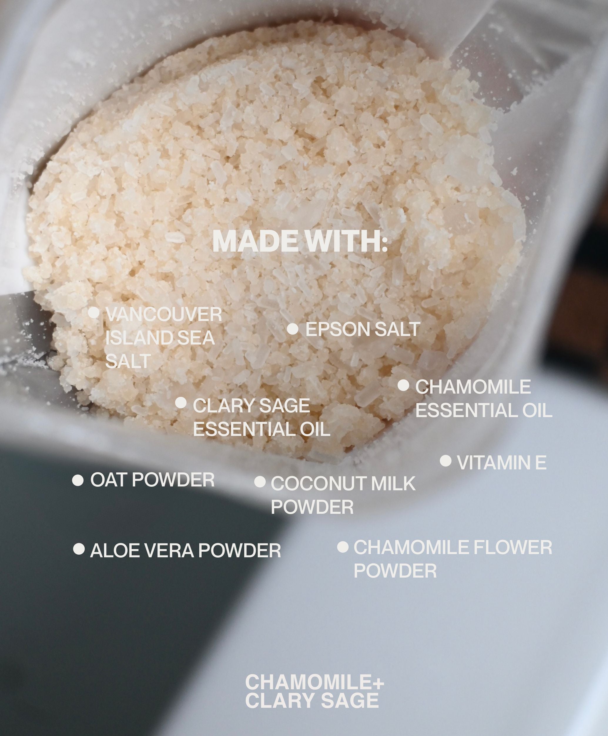 calm ritual | bath salt : Chamomile + Clary Sage