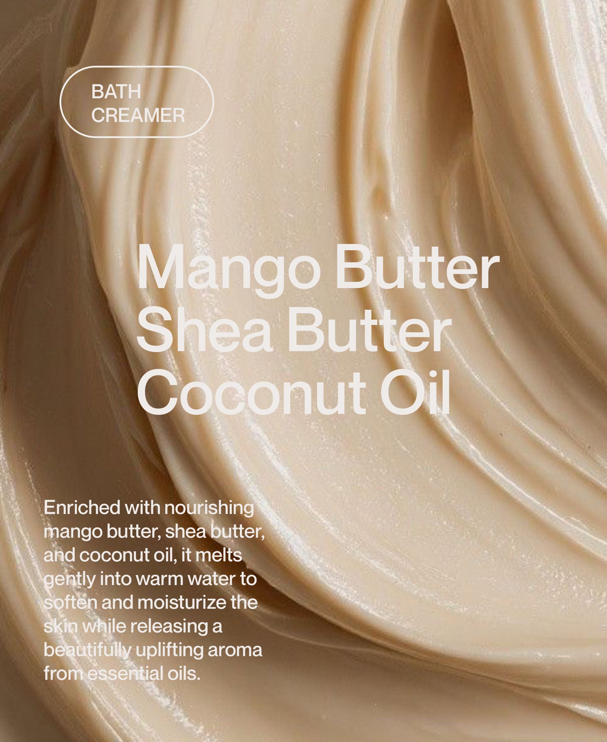 Mango butter, shea butter, and coconut oil blended for an iconic duck bath creamer, creating a luxurious bath experience.