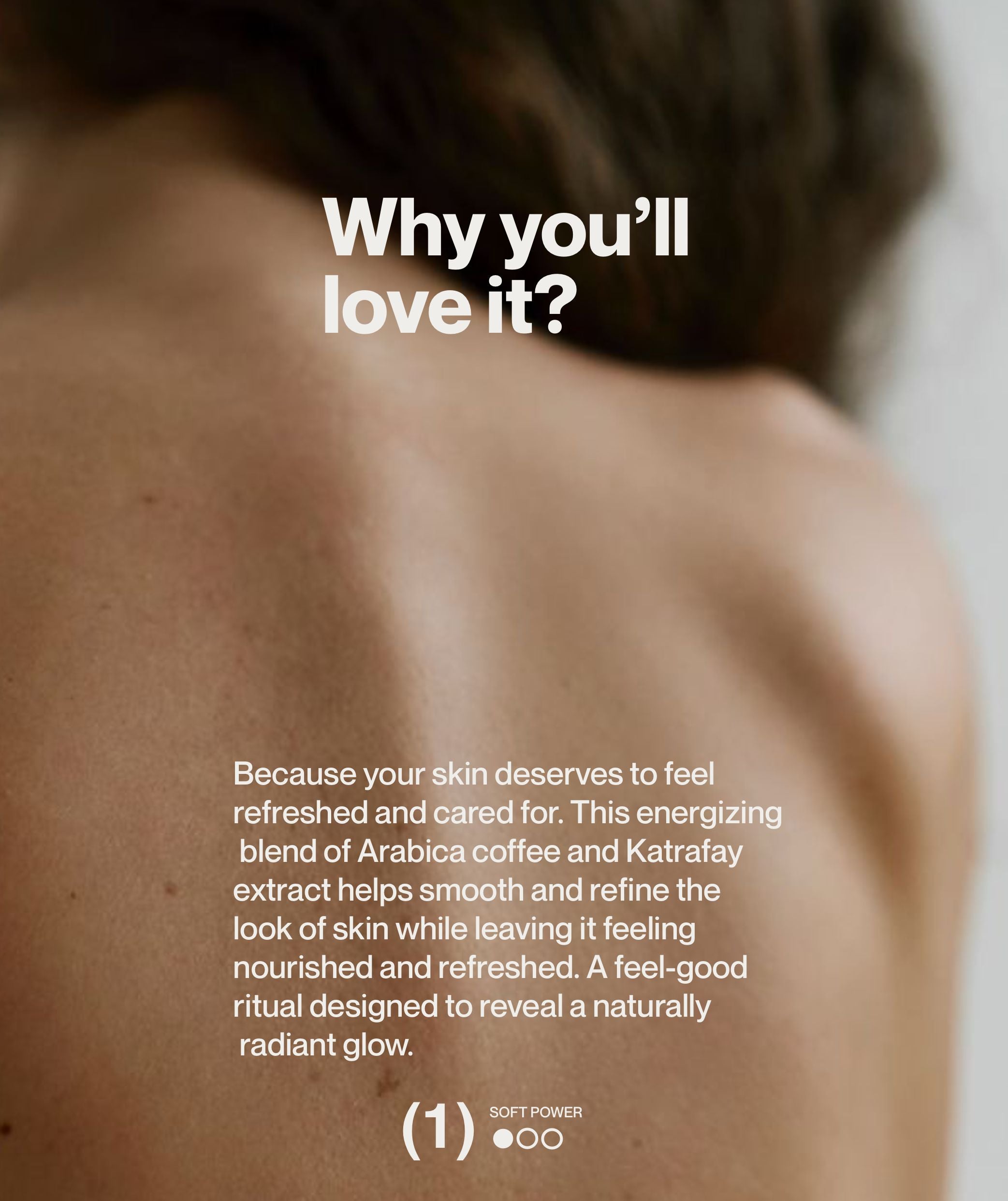 Contemporary body scrub campaign promoting smooth radiant-looking skin