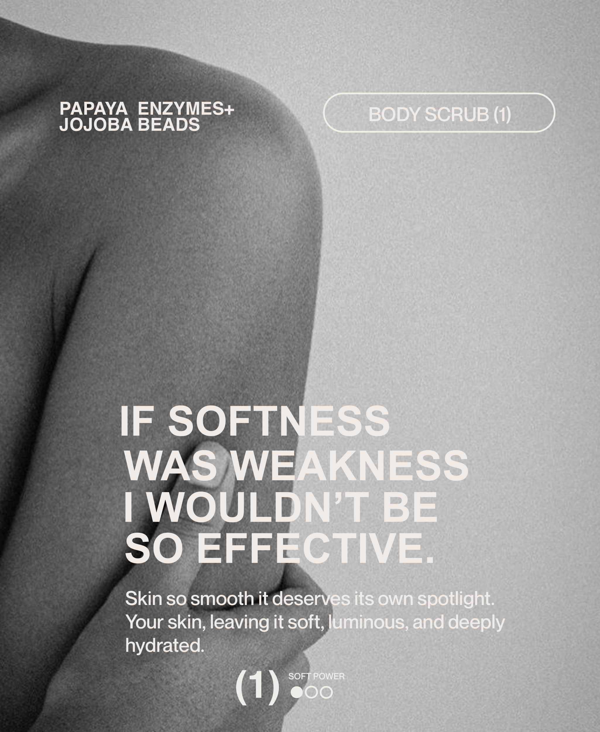Black and white beauty campaign for whipped body scrub product
