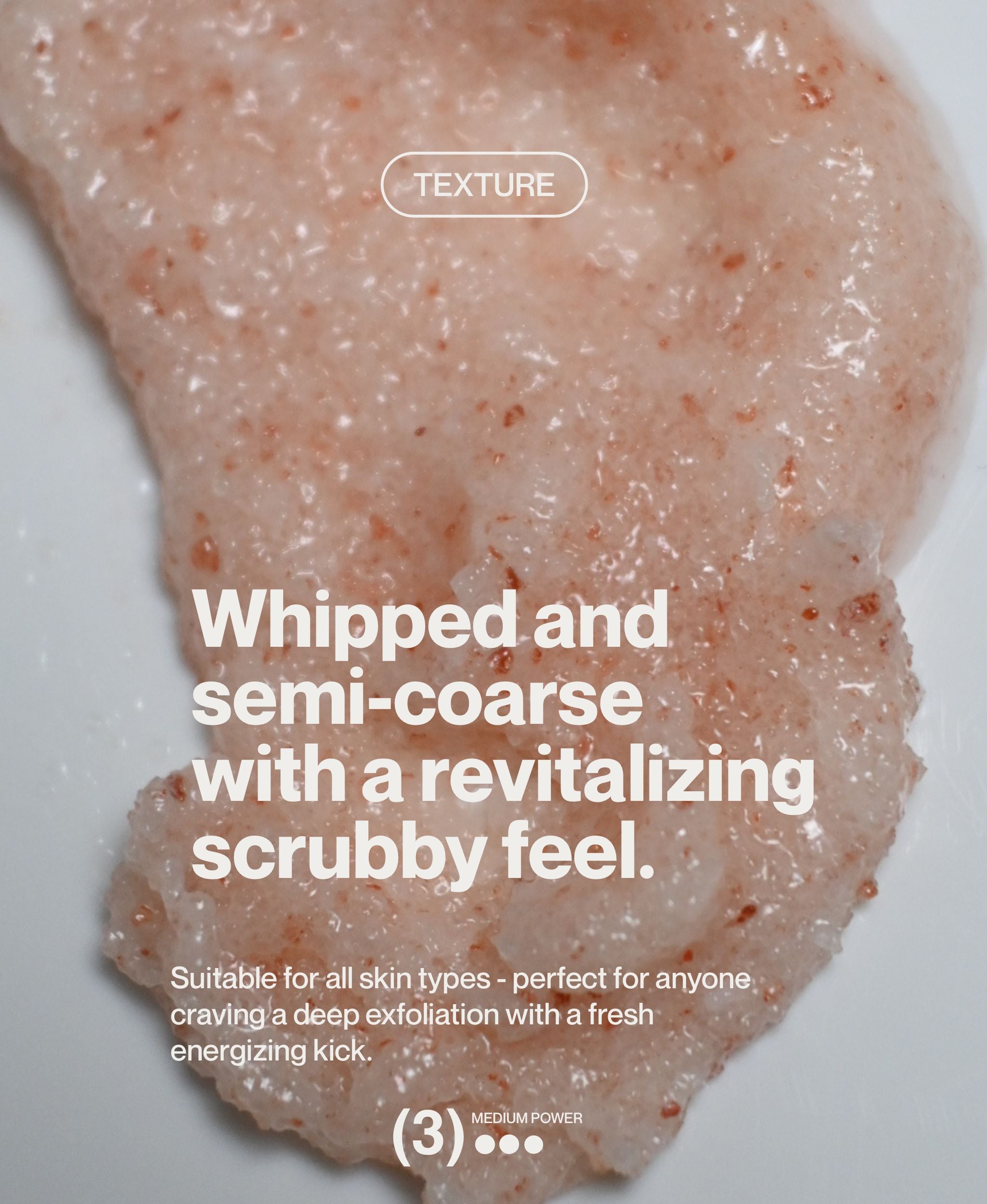 Close-up of whipped body scrub texture with semi-coarse exfoliating finish